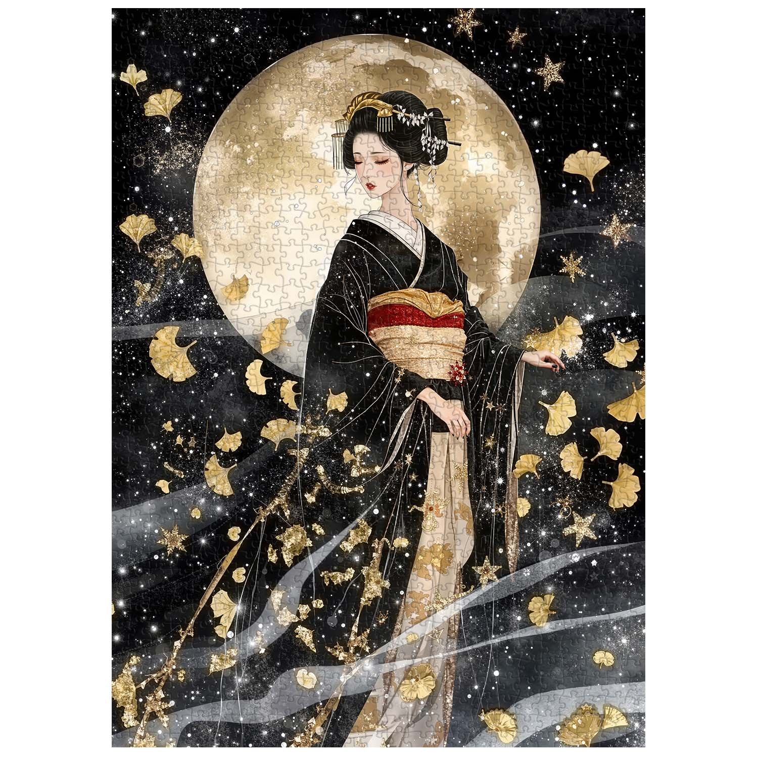 Golden Leaf Geisha Jigsaw Puzzle 1000 Pieces