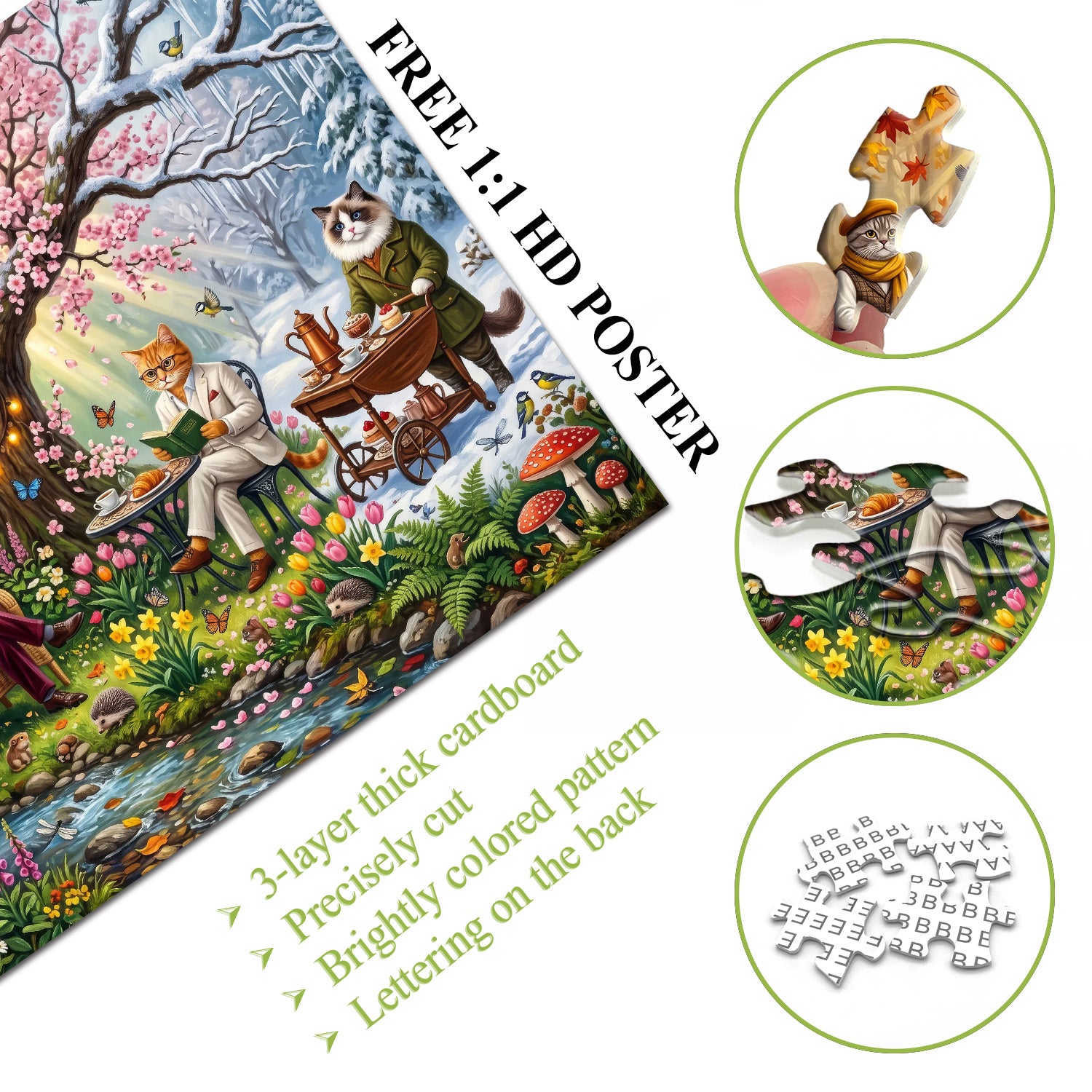 Forest Cat Tea Party Jigsaw Puzzle 1000 Piece