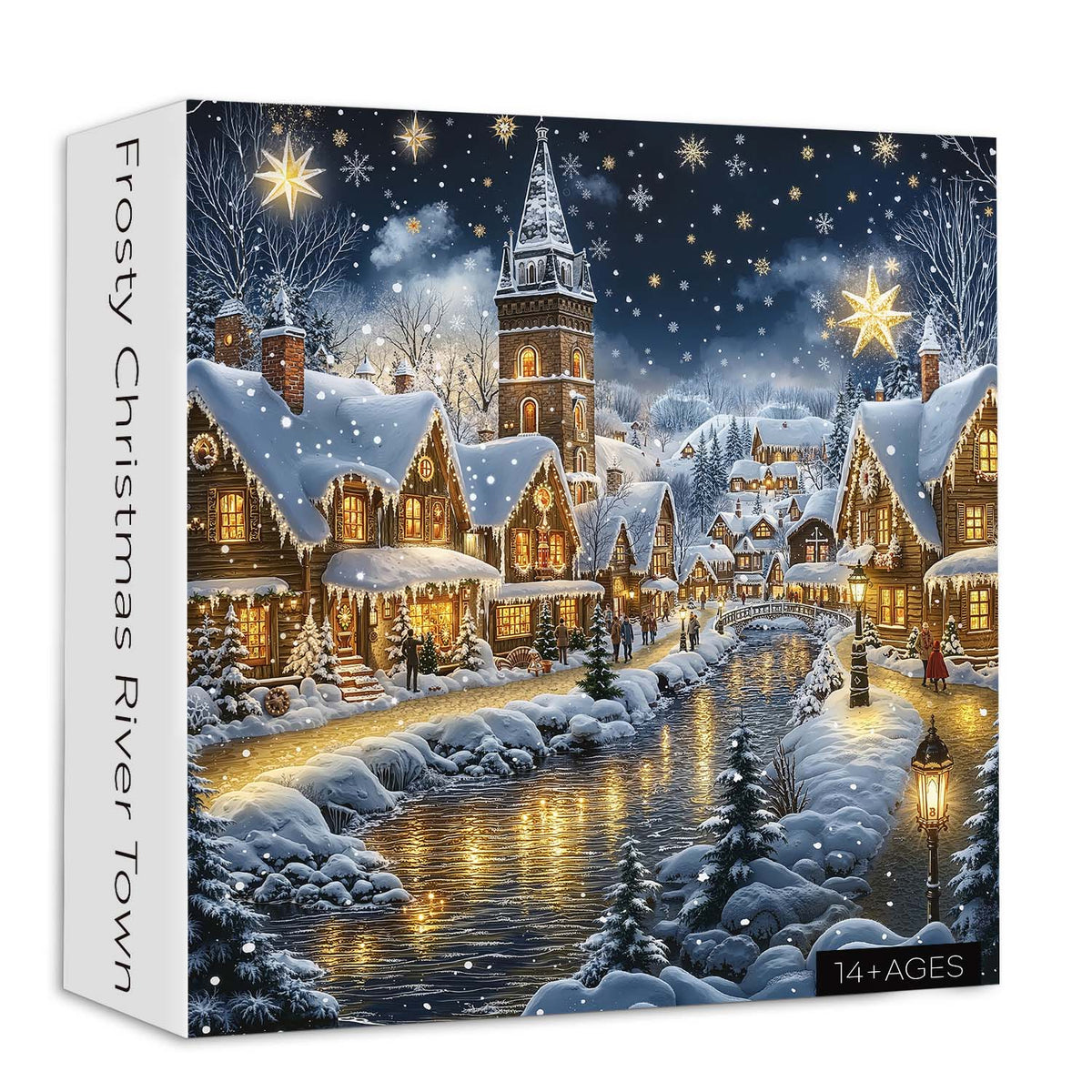 Frosty Christmas River Town Jigsaw Puzzle 1000 Pieces