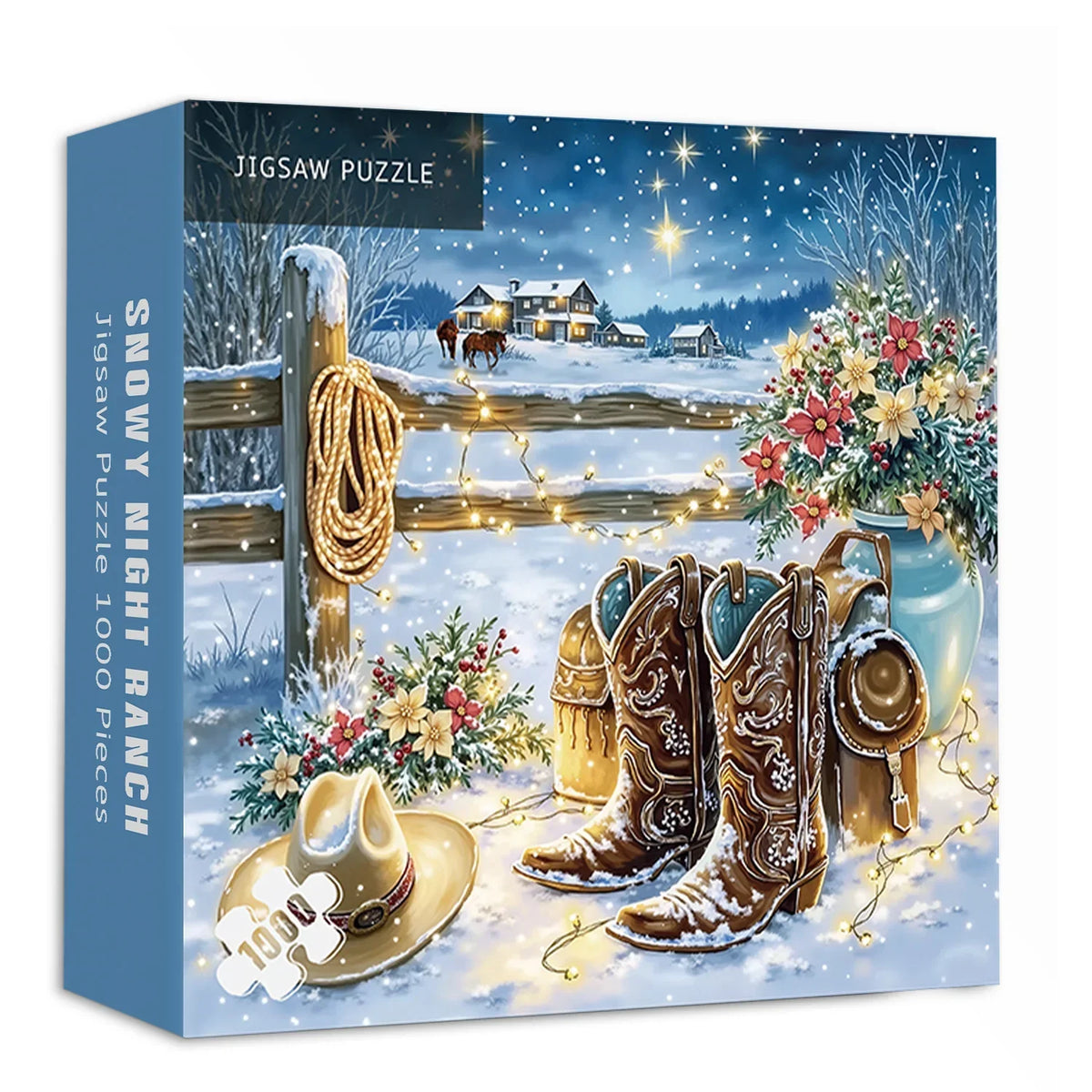 Snowy Night Ranch Jigsaw Puzzle 1000 Pieces