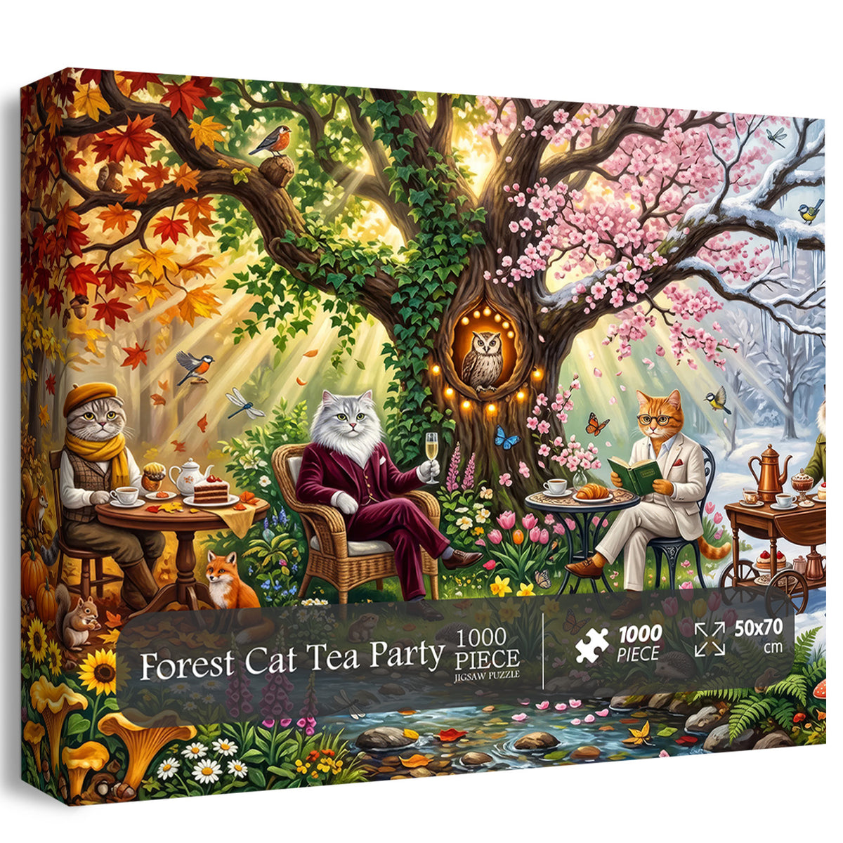 Forest Cat Tea Party Jigsaw Puzzle 1000 Piece