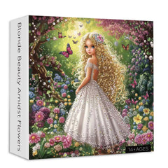 Blonde Beauty Amidst Flowers Jigsaw Puzzle 1000 Pieces