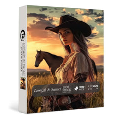 Cowgirl At Sunset Jigsaw Puzzle 1000 Pieces