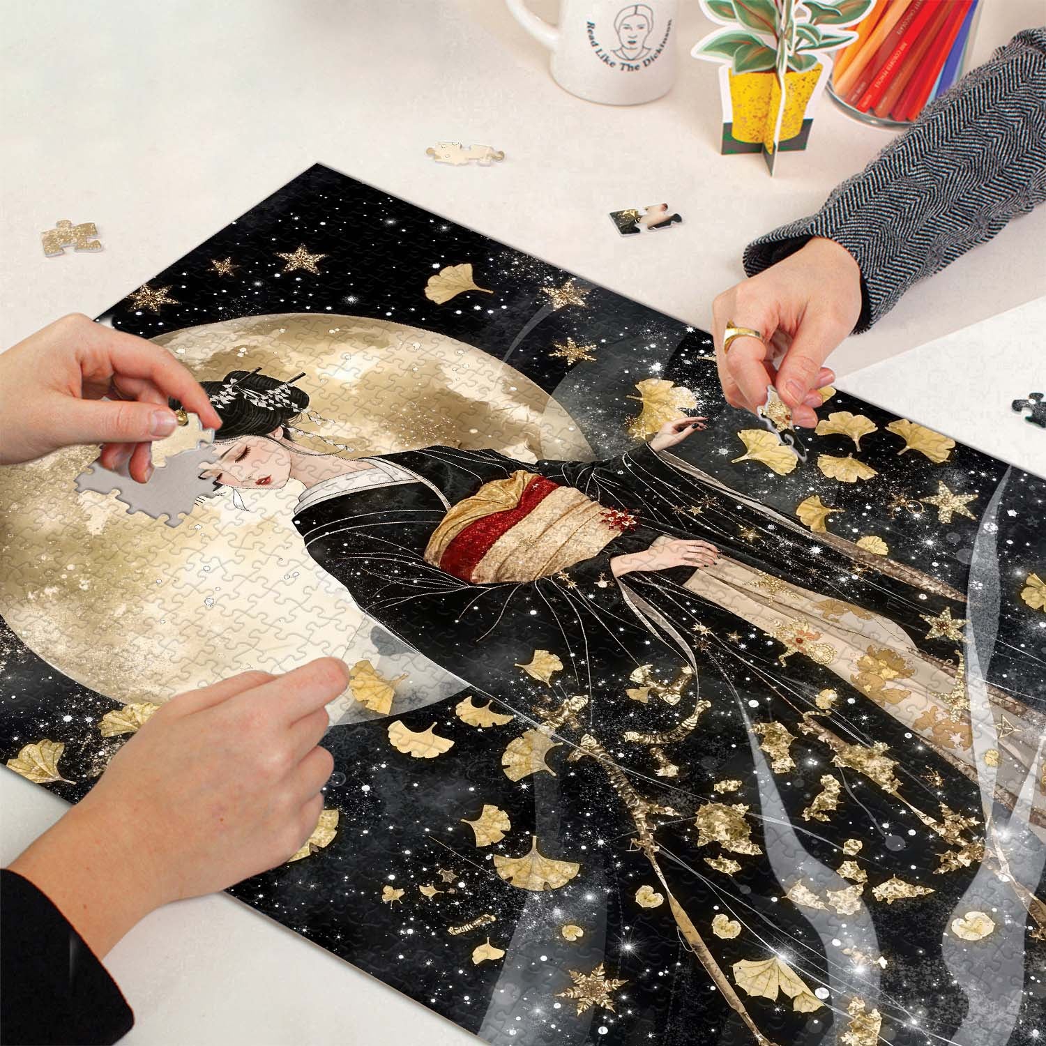 Golden Leaf Geisha Jigsaw Puzzle 1000 Pieces