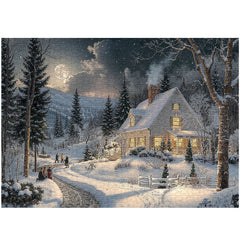 Moonlit Snowy Night Jigsaw Puzzle 1000 Pieces