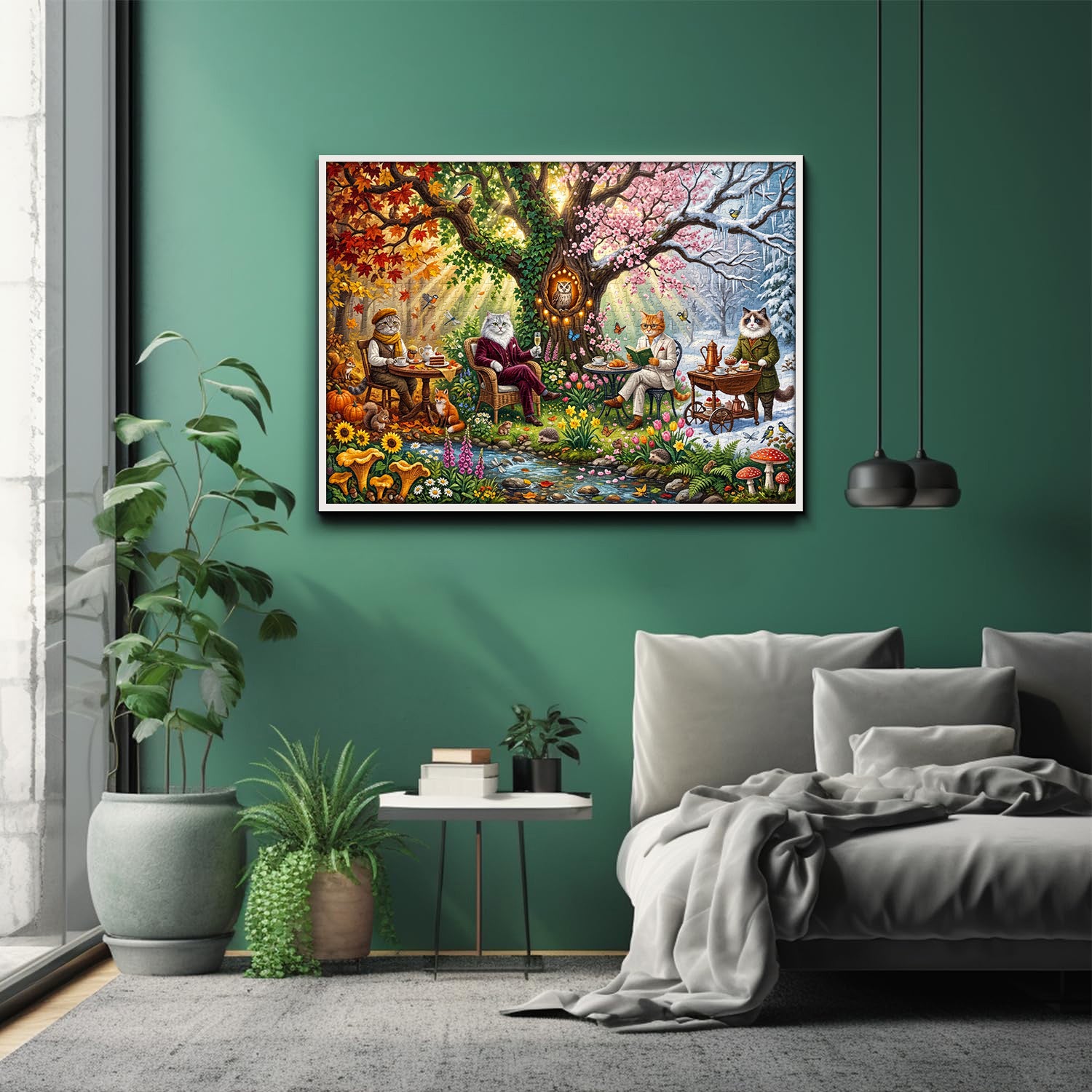 Forest Cat Tea Party Jigsaw Puzzle 1000 Piece