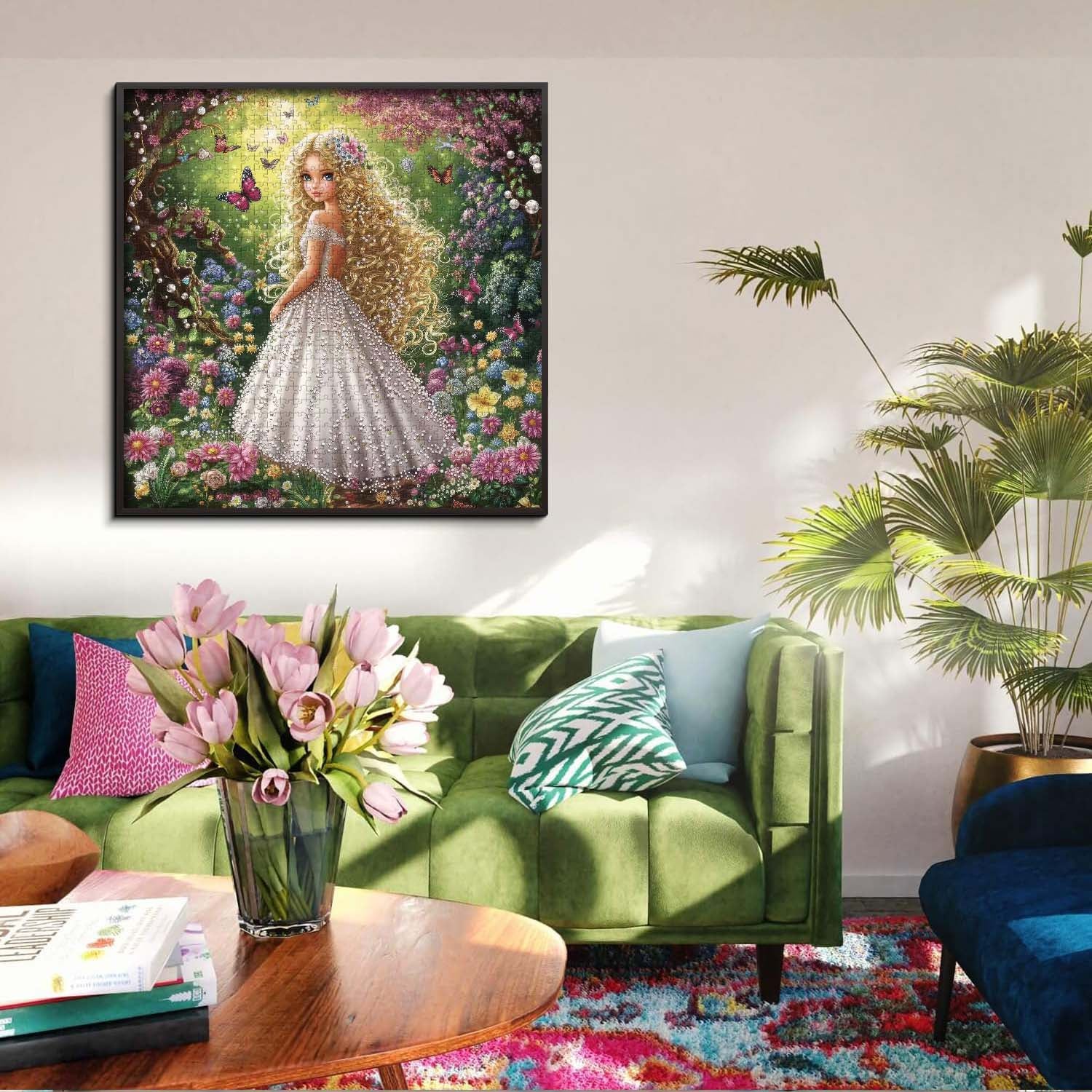 Blonde Beauty Amidst Flowers Jigsaw Puzzle 1000 Pieces