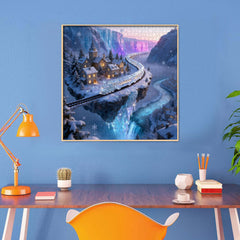 Valley Ice Crystal Train Jigsaw Puzzle 1000 Pieces