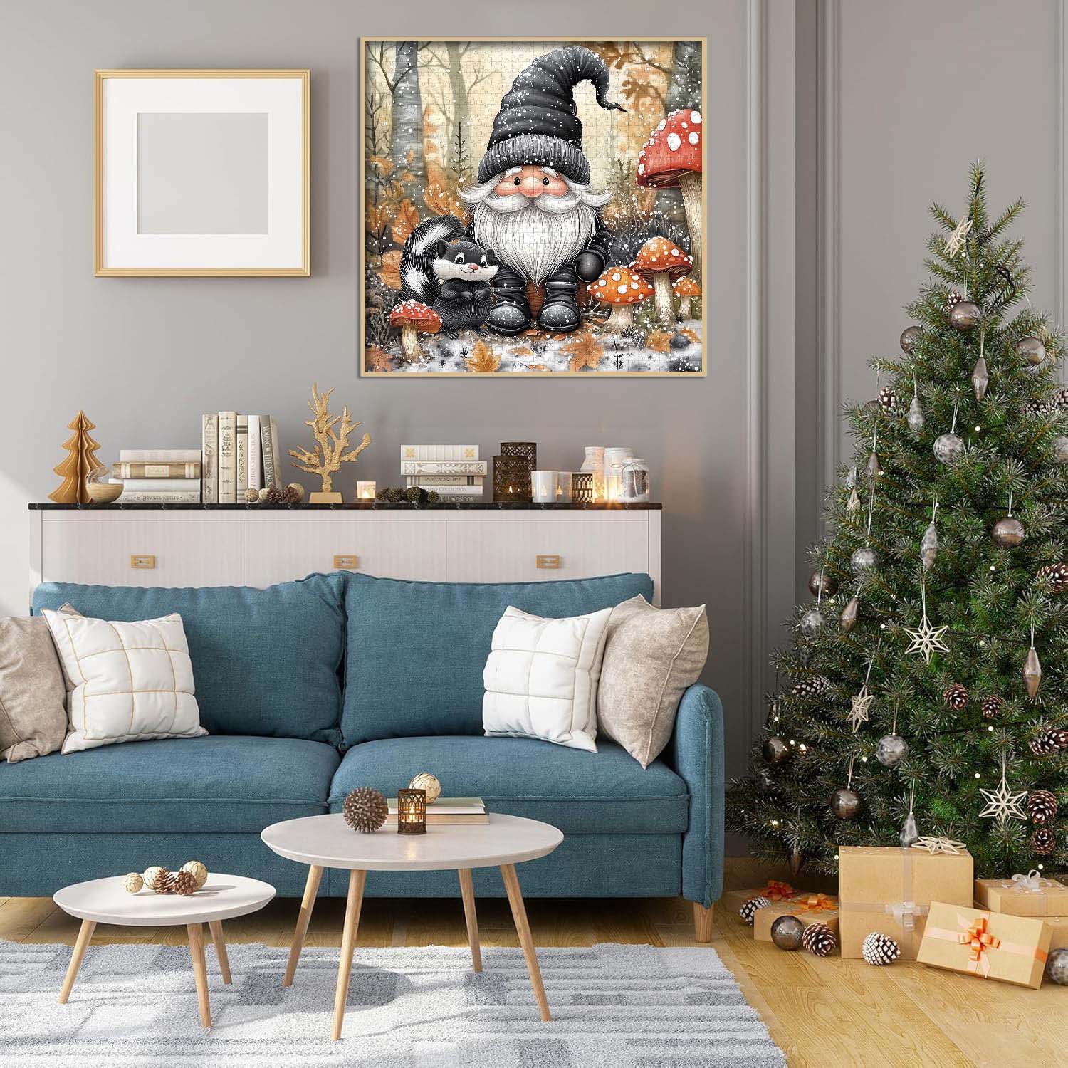 Cute Gnome and Skunk Jigsaw Puzzle 1000 Pieces