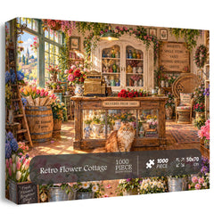 Retro Flower Cottage Jigsaw Puzzle 1000 Piece