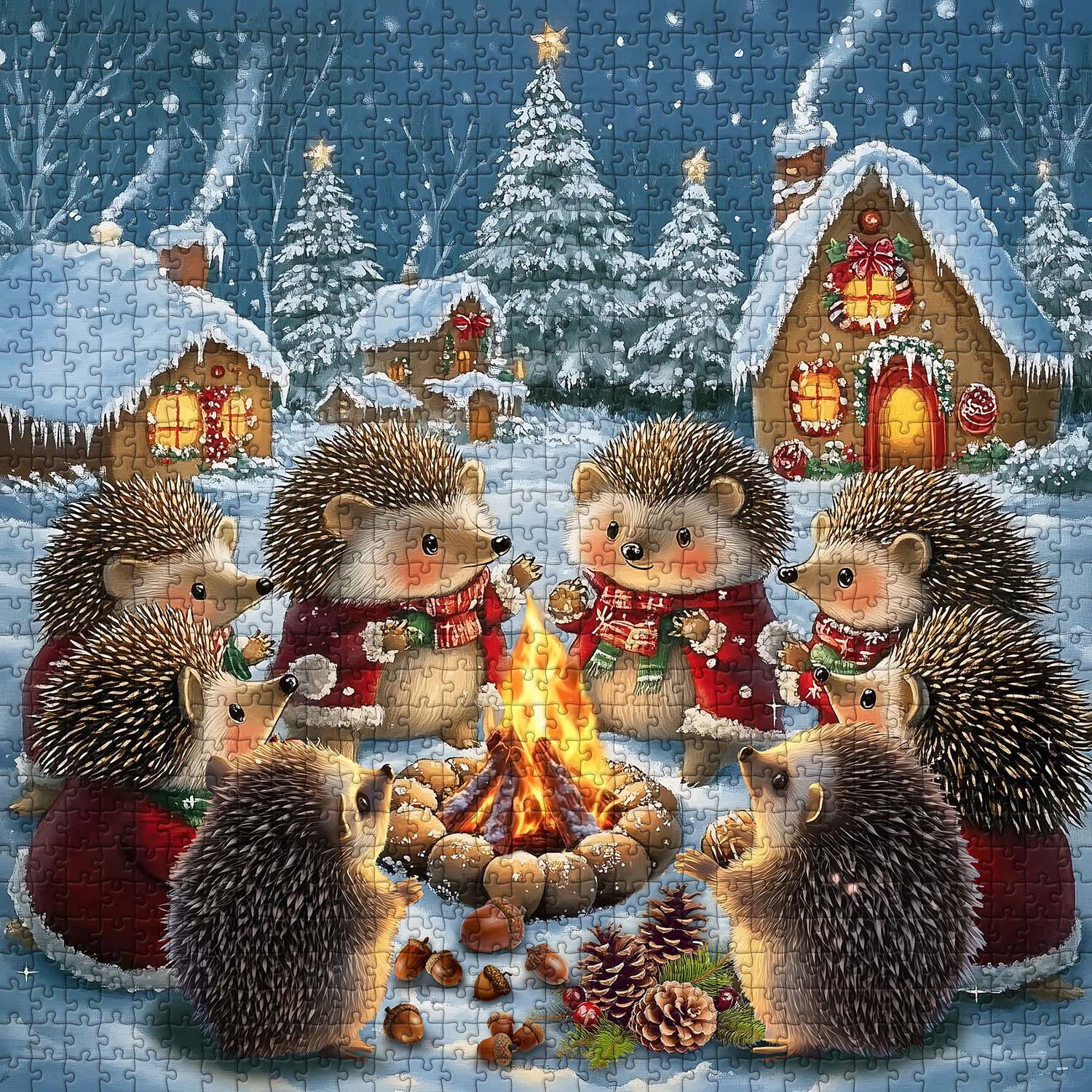 Hedgehog Village Christmas Eve Jigsaw Puzzle 1000 Pieces