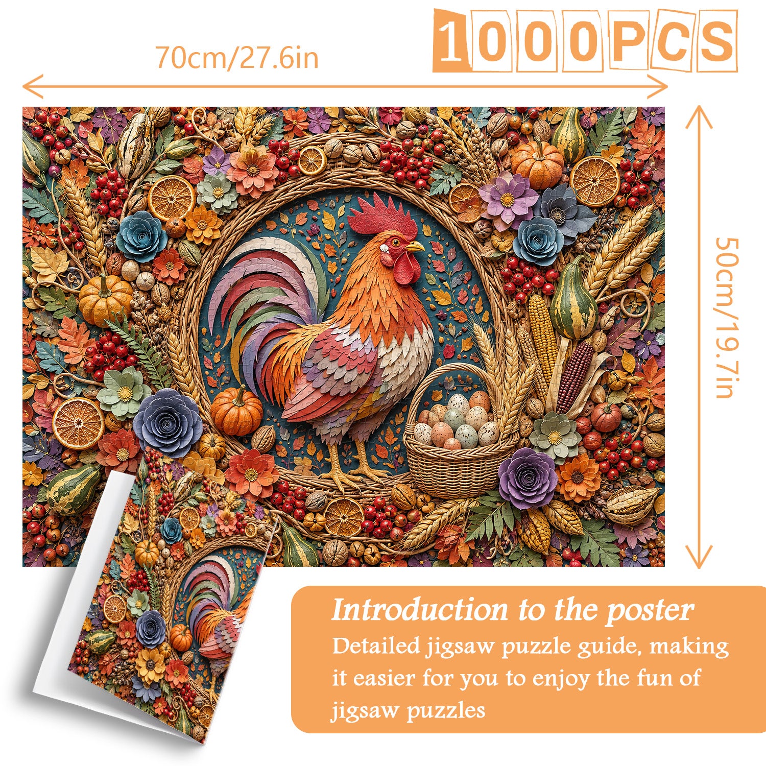 Harvest Rooster Decor Jigsaw Puzzle 1000 Piece