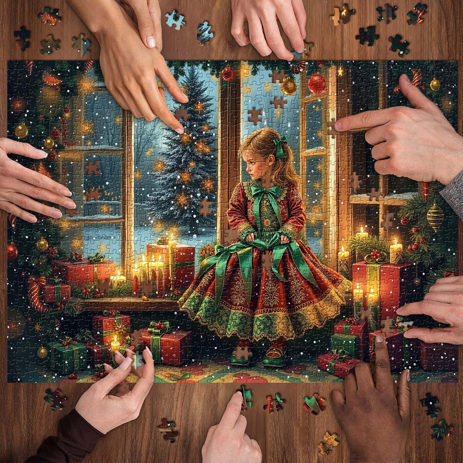 Girl's Christmas Moment Jigsaw Puzzle 1000 Pieces