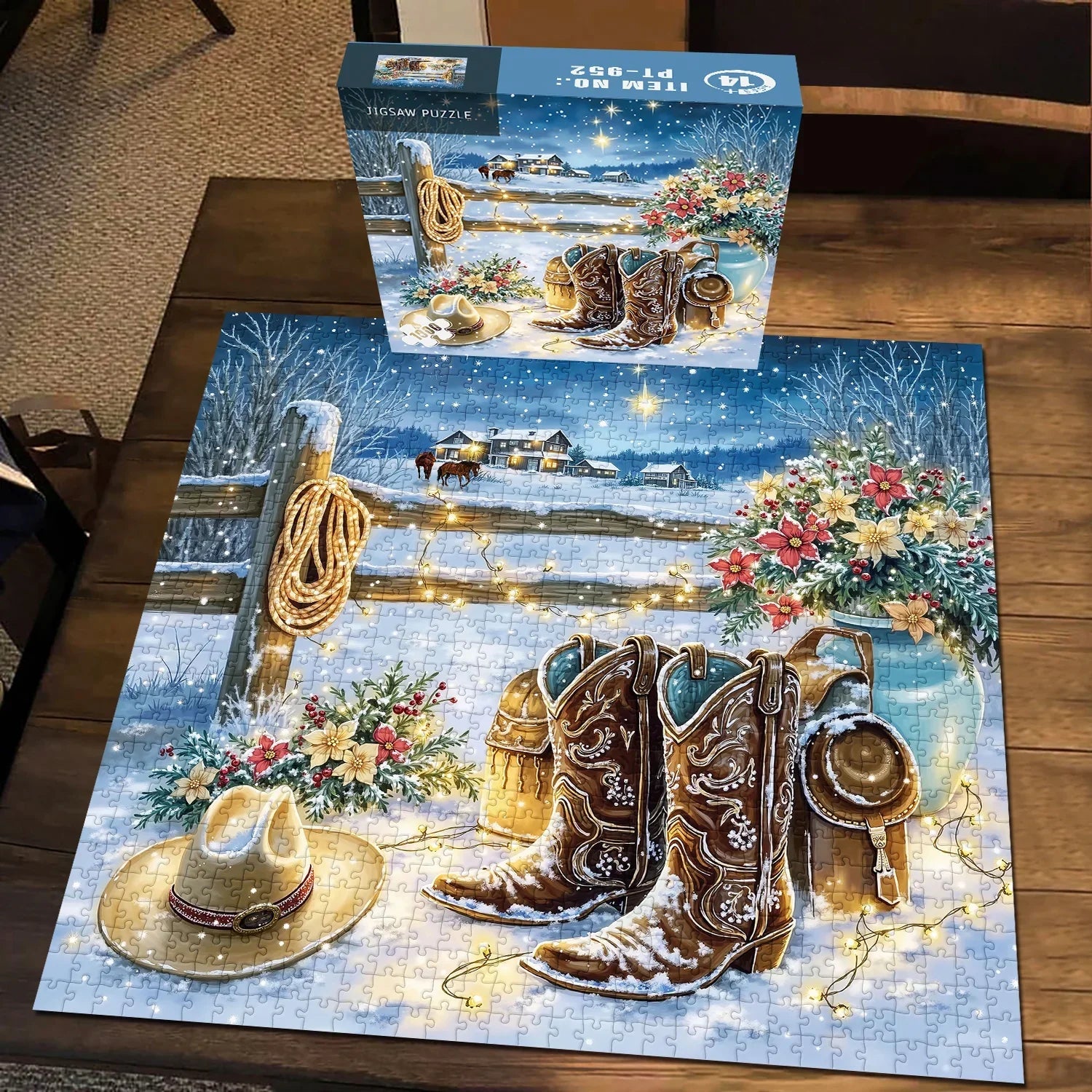 Snowy Night Ranch Jigsaw Puzzle 1000 Pieces