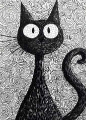 Puzzle chat à l'encre fantaisiste 1000 pièces