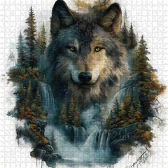 Wolf at the Waterfall Jigsaw Puzzle 1000 Pieces