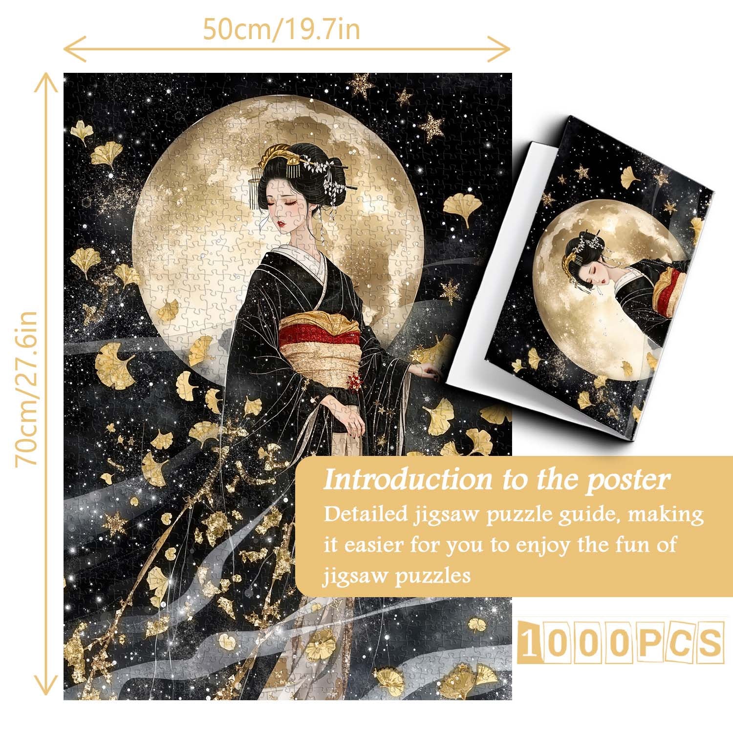 Golden Leaf Geisha Jigsaw Puzzle 1000 Pieces