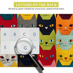 Colorful Cat Faces Jigsaw Puzzle 1000 Pieces