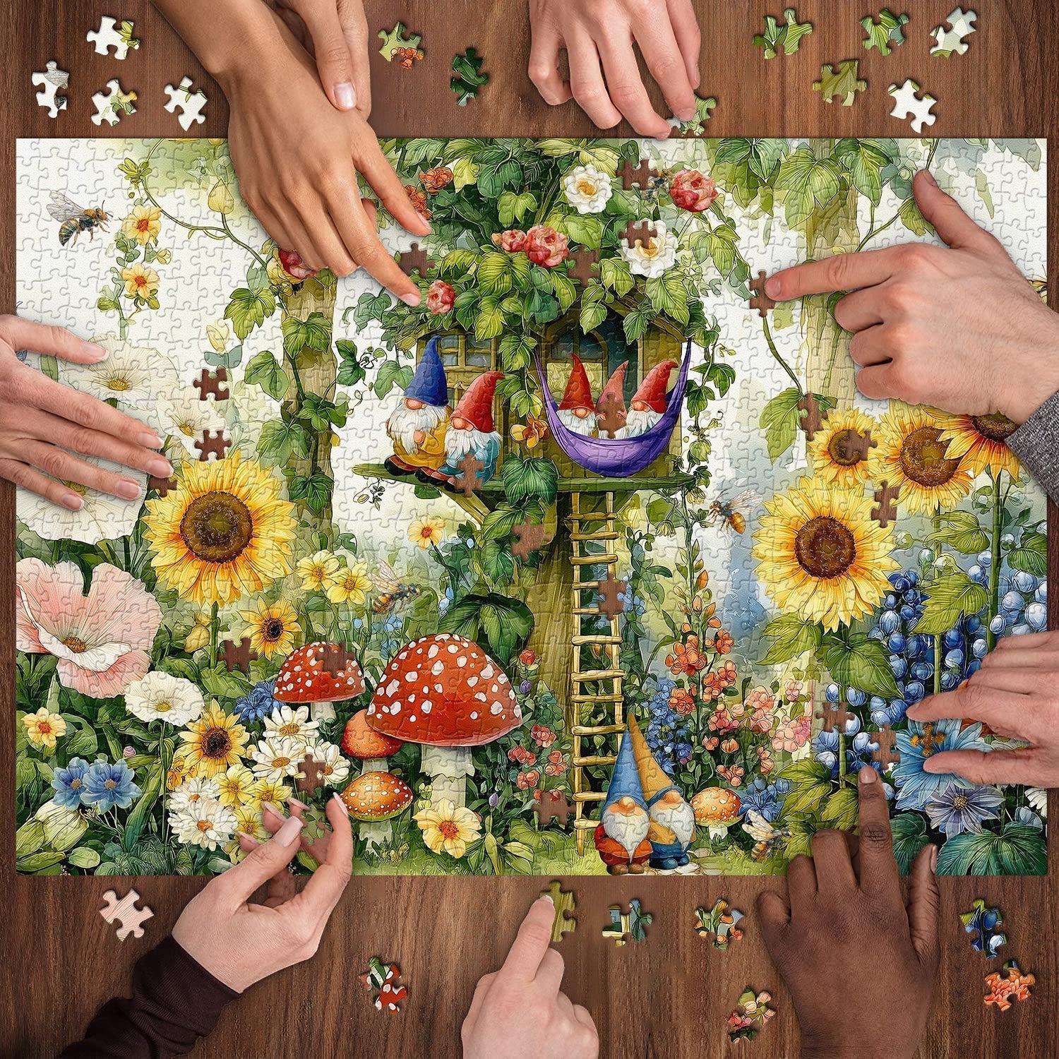 Gnomes in Bloom Jigsaw Puzzle 1000 Pieces
