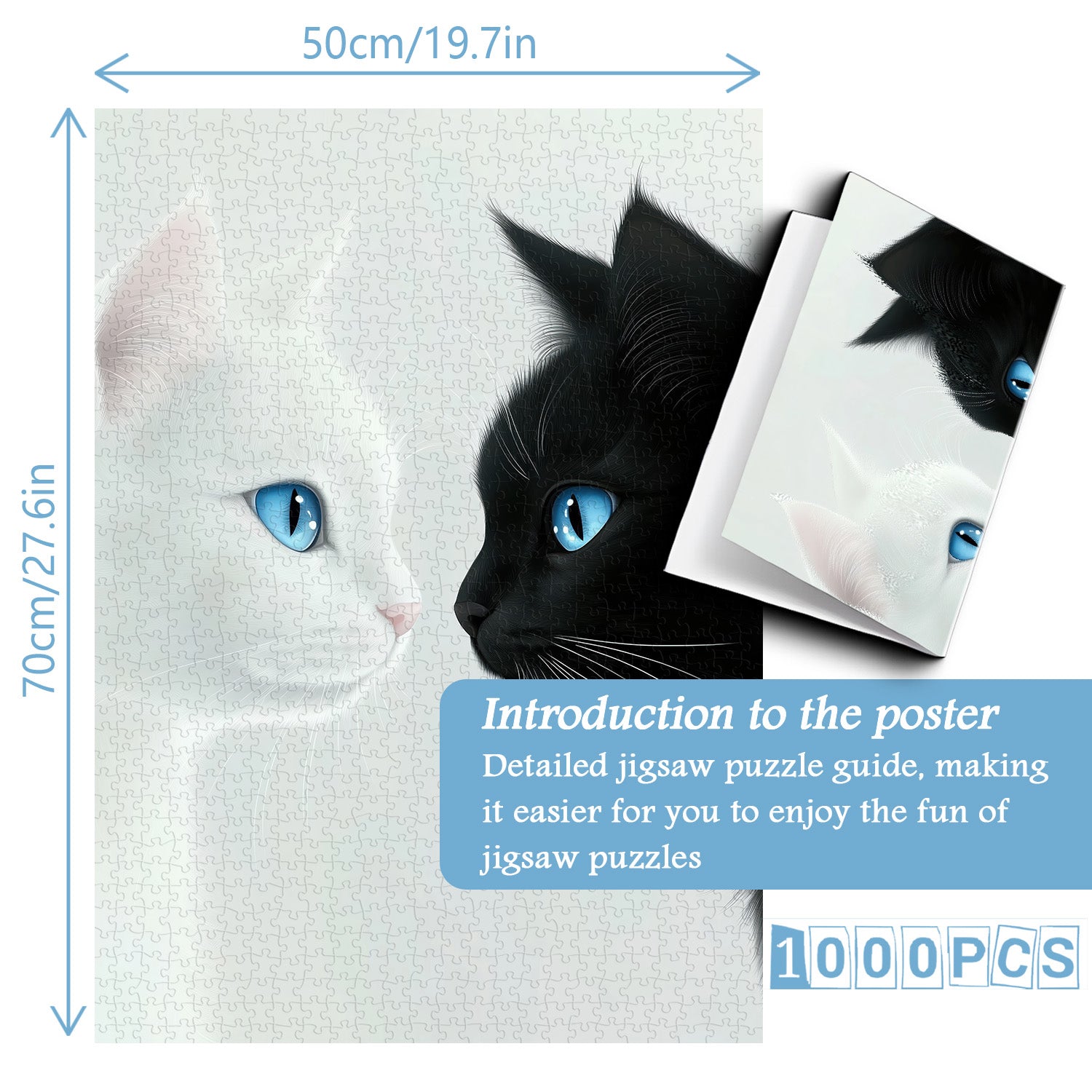 White & Black Cats Jigsaw Puzzle 1000 Pieces