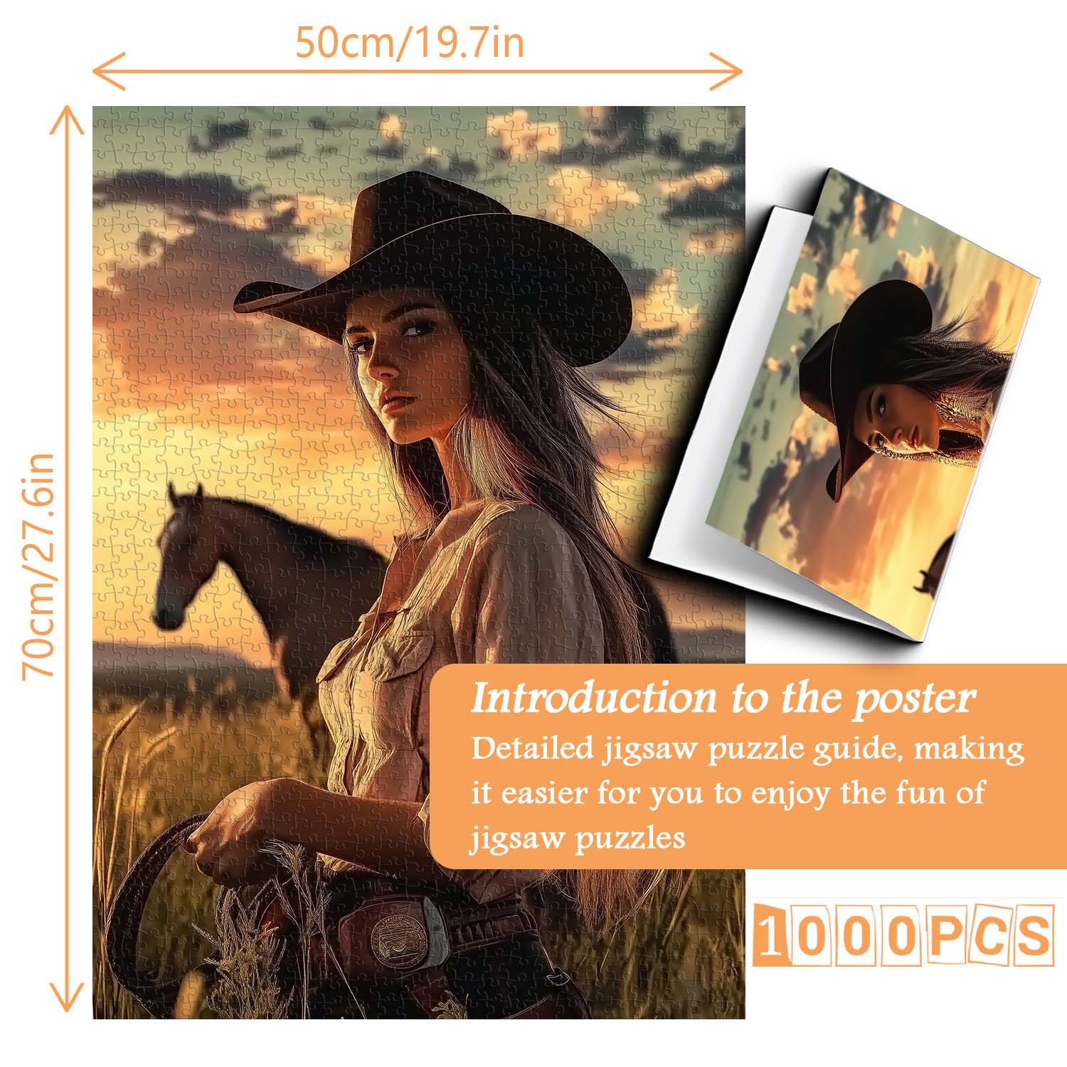 Cowgirl At Sunset Jigsaw Puzzle 1000 Pieces