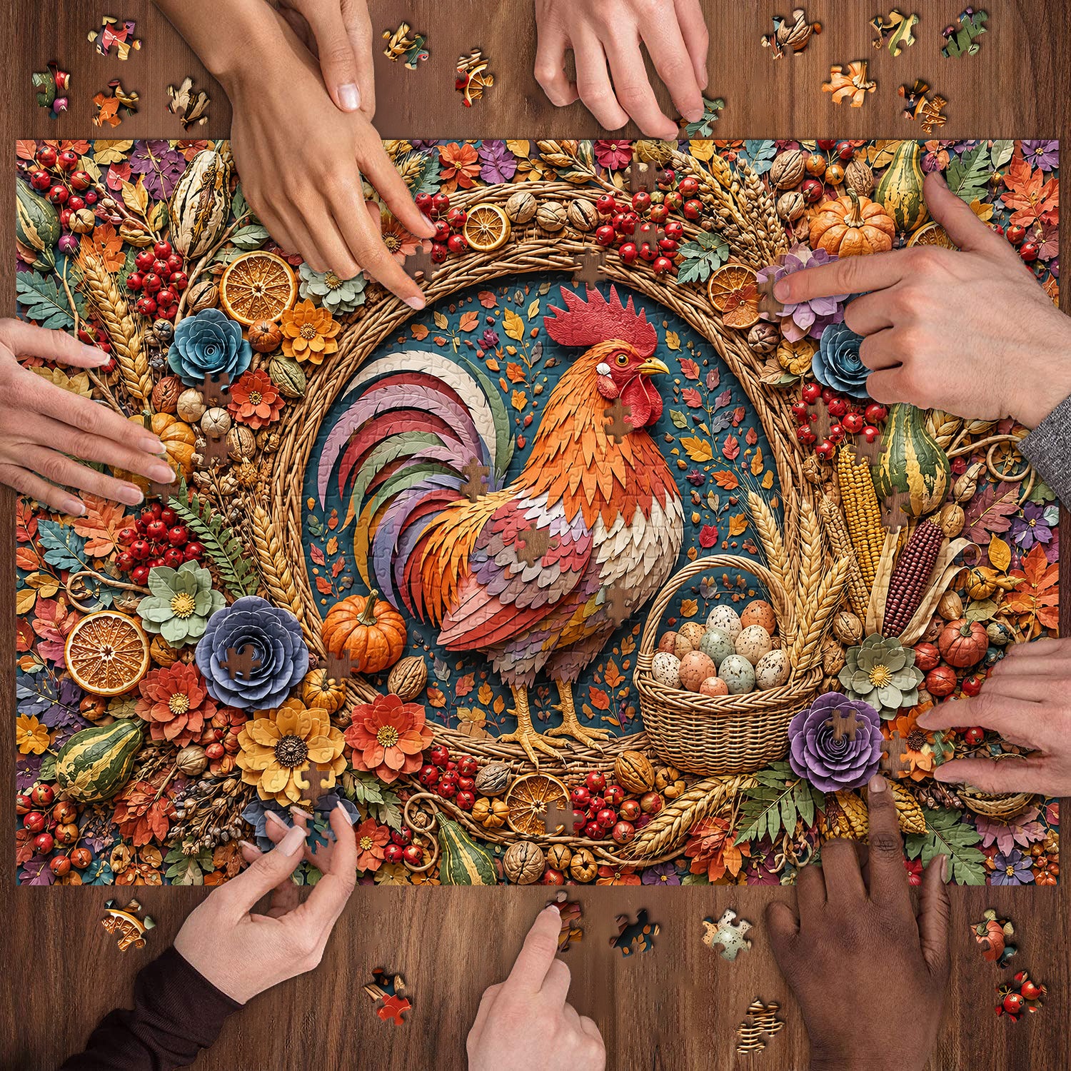 Harvest Rooster Decor Jigsaw Puzzle 1000 Piece