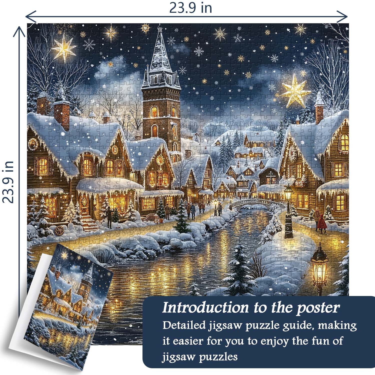 Frosty Christmas River Town Jigsaw Puzzle 1000 Pieces