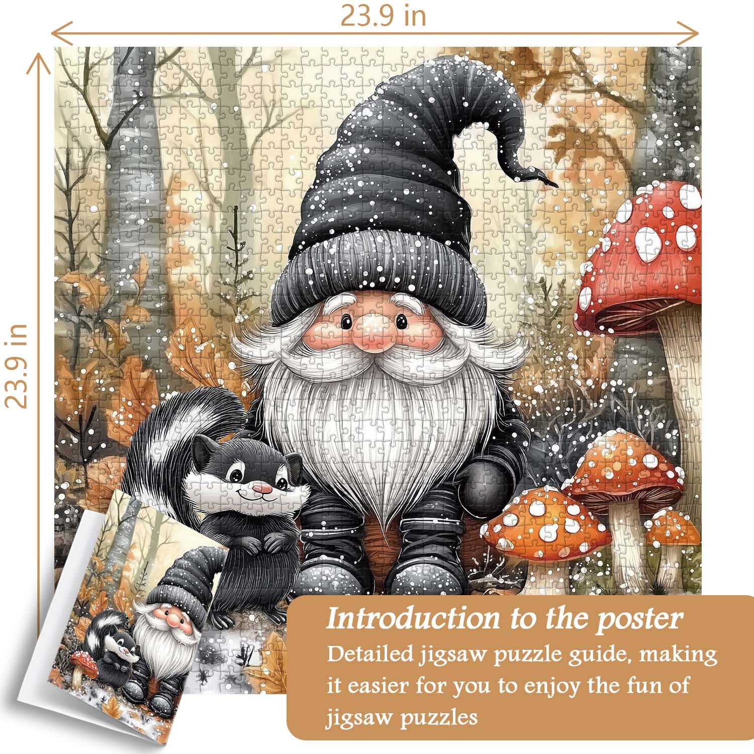 Cute Gnome and Skunk Jigsaw Puzzle 1000 Pieces