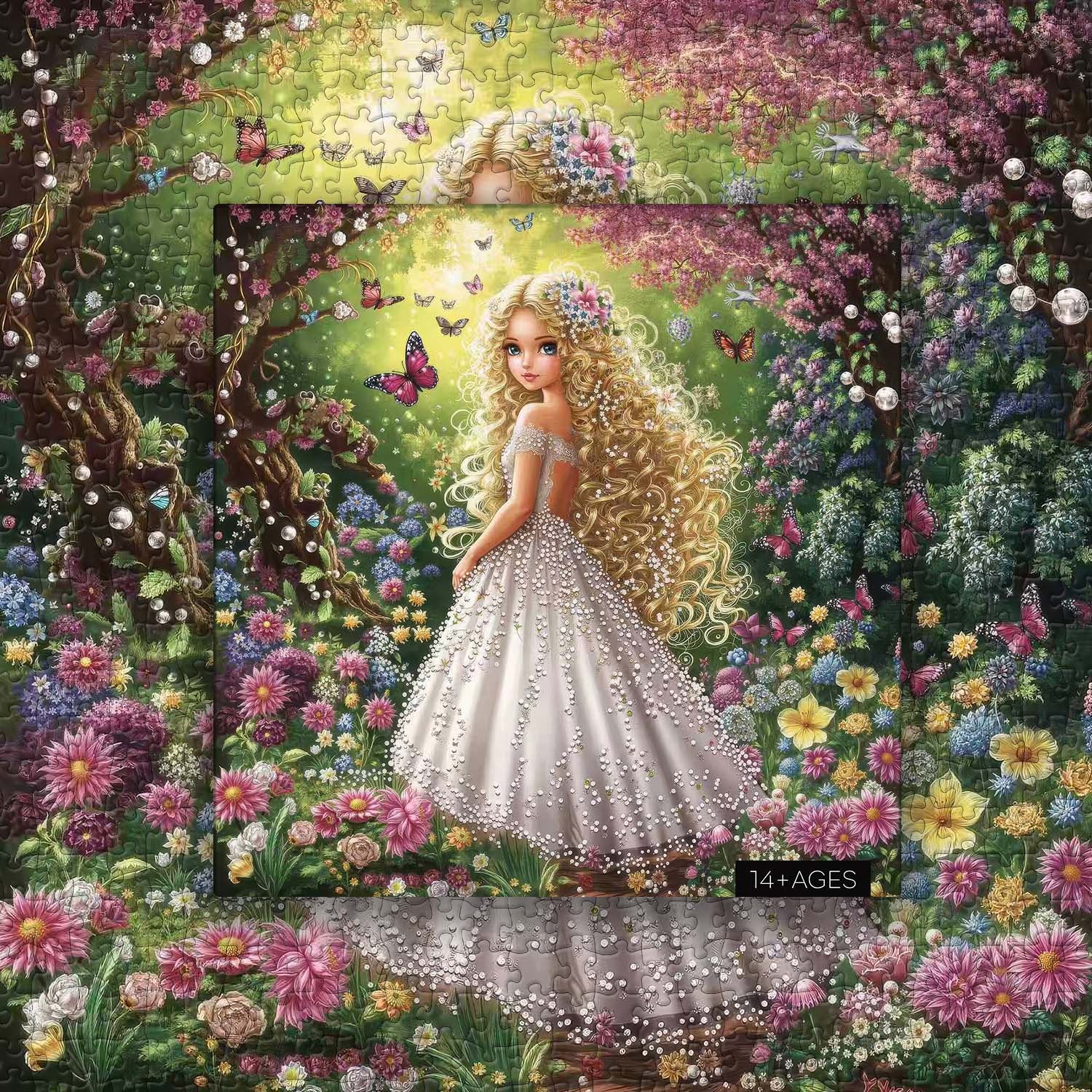 Blonde Beauty Amidst Flowers Jigsaw Puzzle 1000 Pieces
