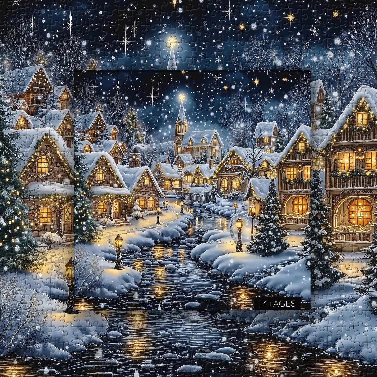 Christmas Village Riverfront Jigsaw Puzzle 1000 Pieces