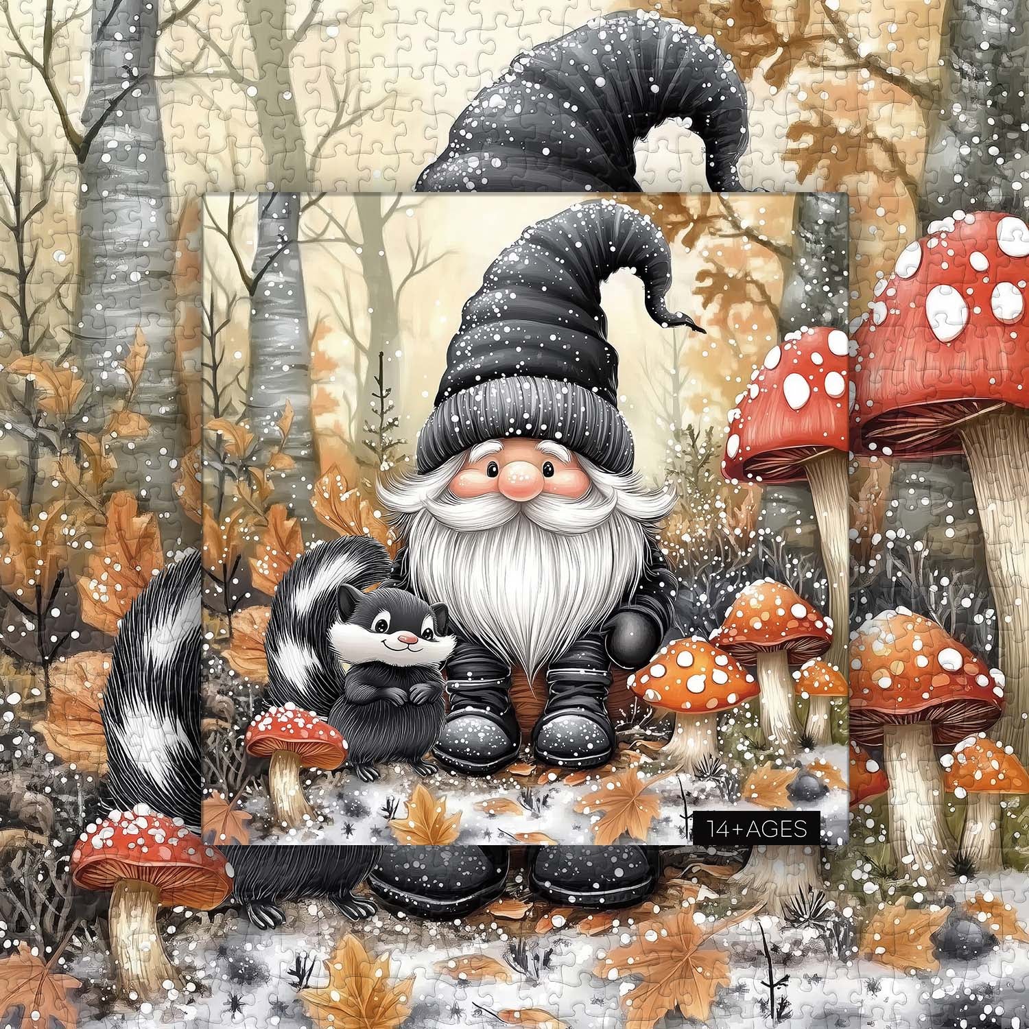 Cute Gnome and Skunk Jigsaw Puzzle 1000 Pieces