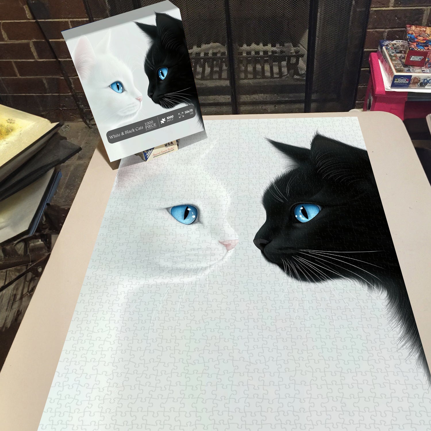 White & Black Cats Jigsaw Puzzle 1000 Pieces