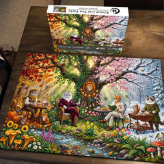 Forest Cat Tea Party Jigsaw Puzzle 1000 Piece