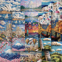 Travel Tales in Felt Jigsaw Puzzle 1000 Pieces