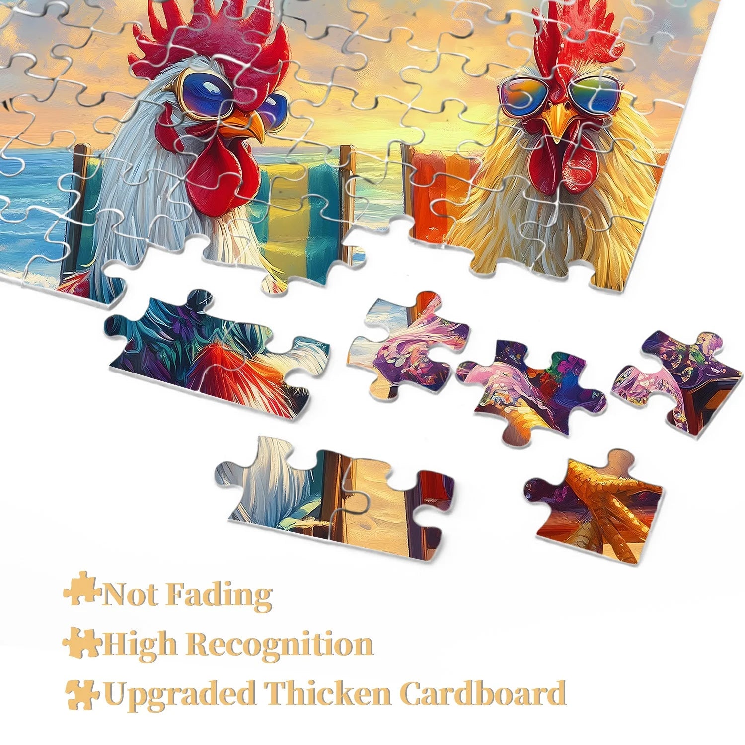 Beach Roosters Jigsaw Puzzle 1000 Pieces