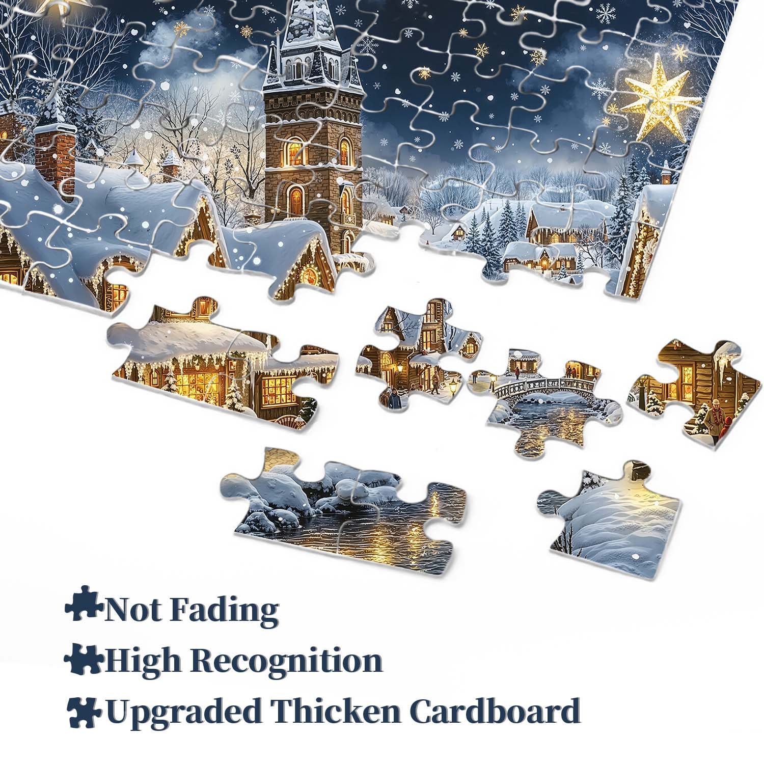 Frosty Christmas River Town Jigsaw Puzzle 1000 Pieces