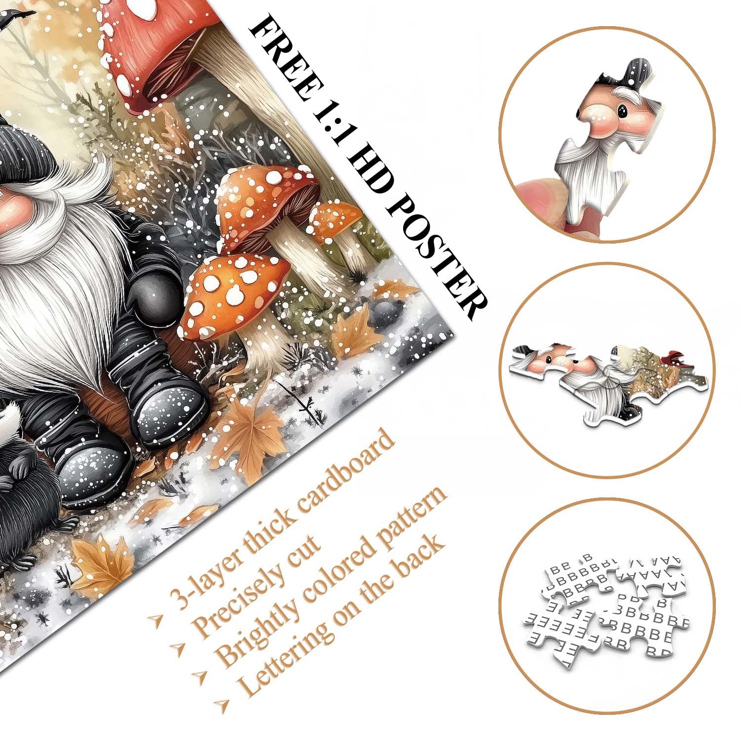 Cute Gnome and Skunk Jigsaw Puzzle 1000 Pieces