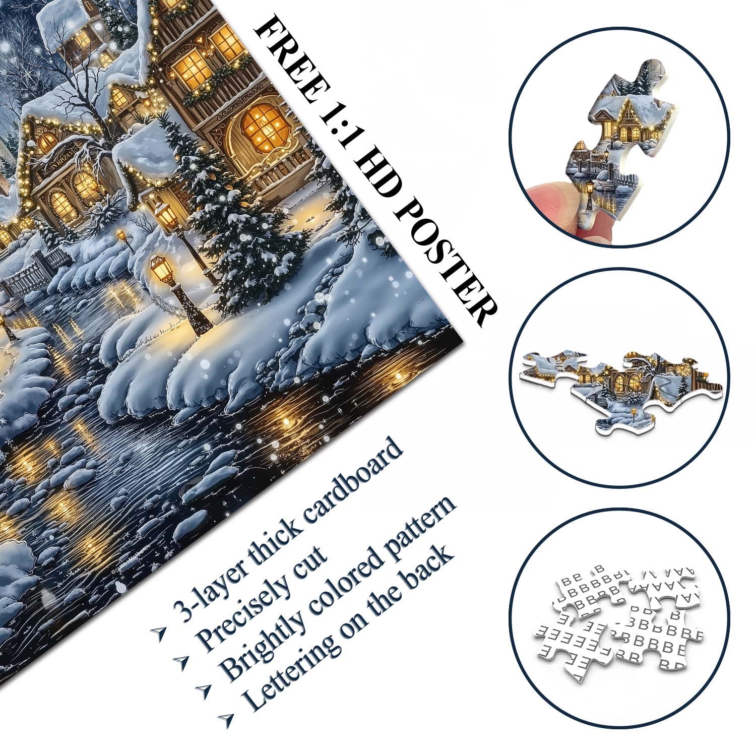Christmas Village Riverfront Jigsaw Puzzle 1000 Pieces