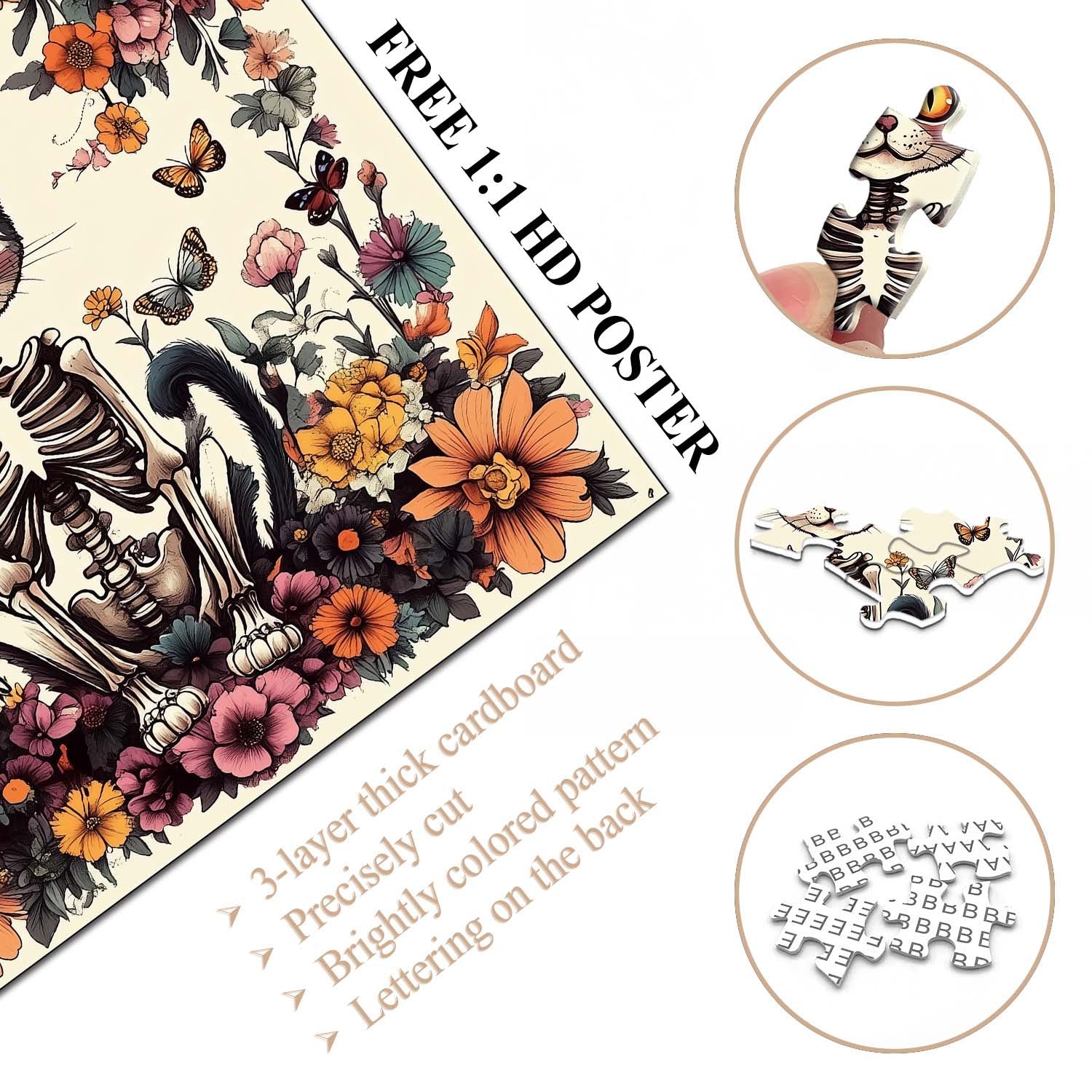Skeleton Cat Garden Jigsaw Puzzle 1000 Pieces