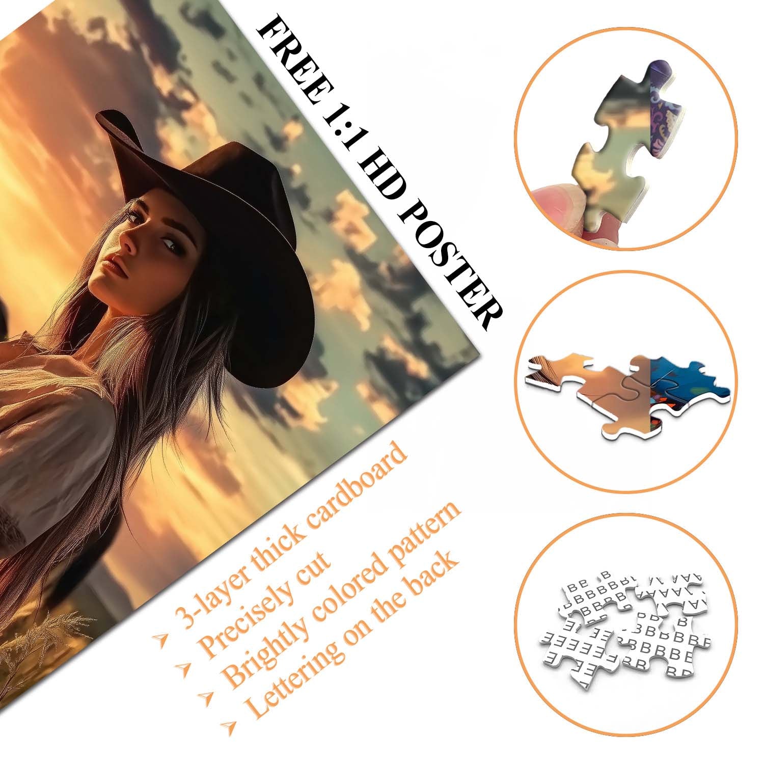 Cowgirl At Sunset Jigsaw Puzzle 1000 Pieces
