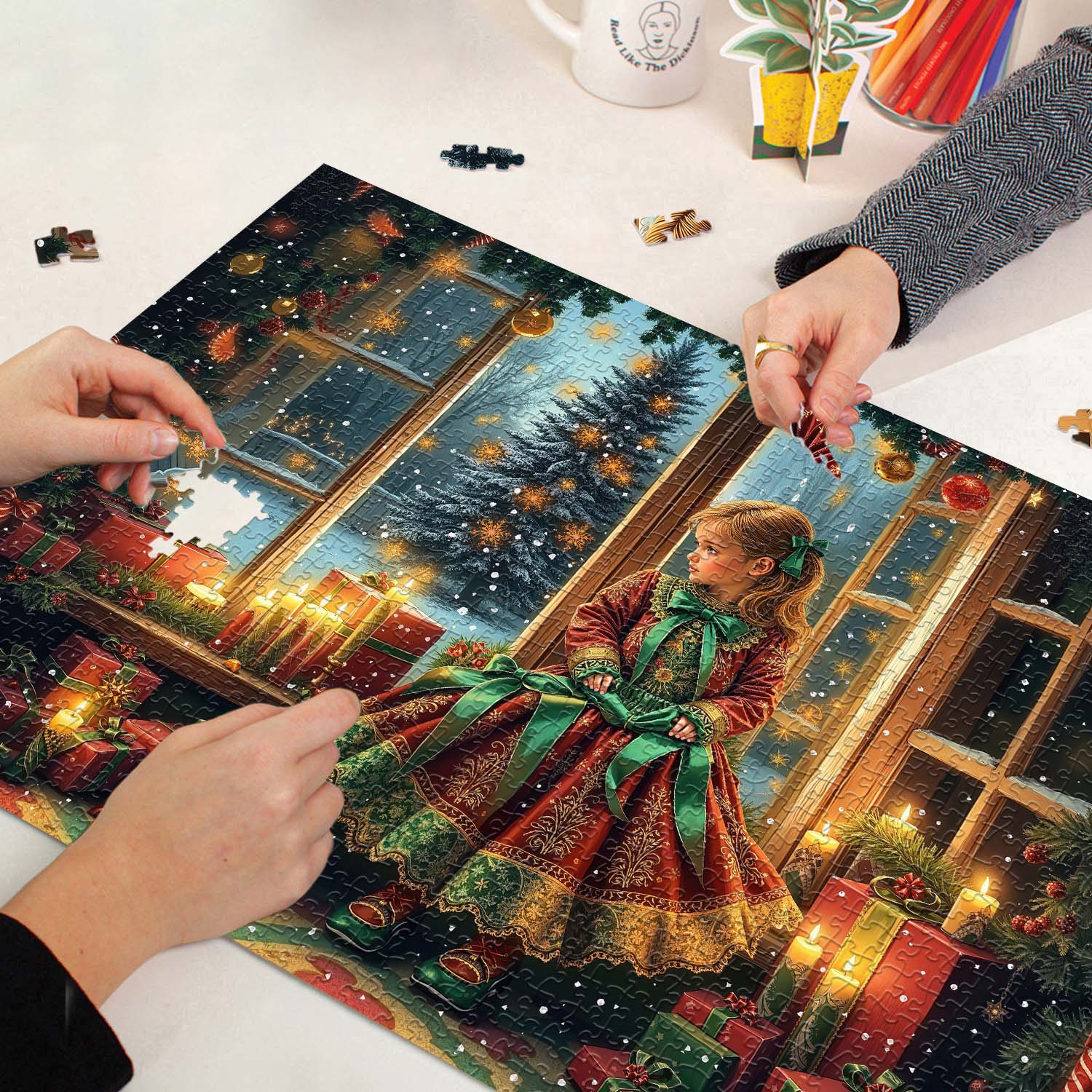 Girl's Christmas Moment Jigsaw Puzzle 1000 Pieces