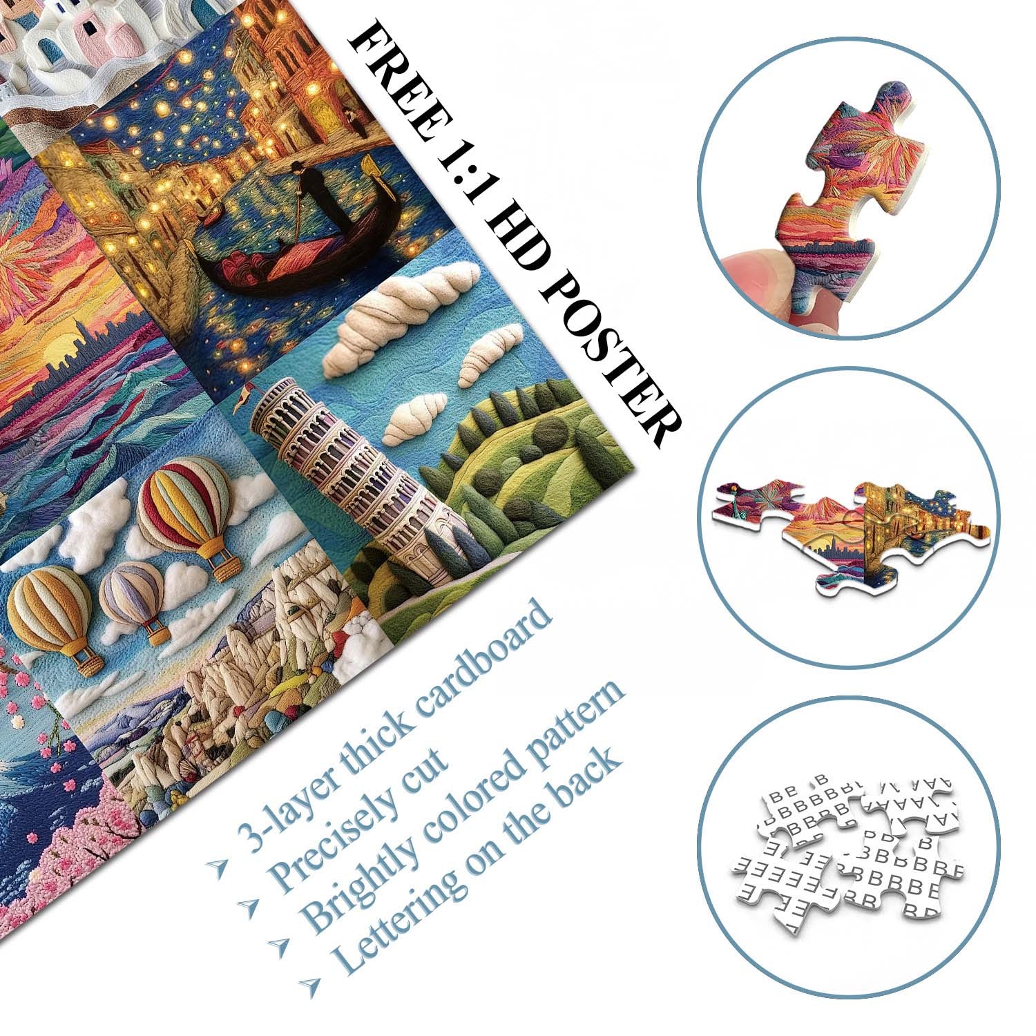 Travel Tales in Felt Jigsaw Puzzle 1000 Pieces