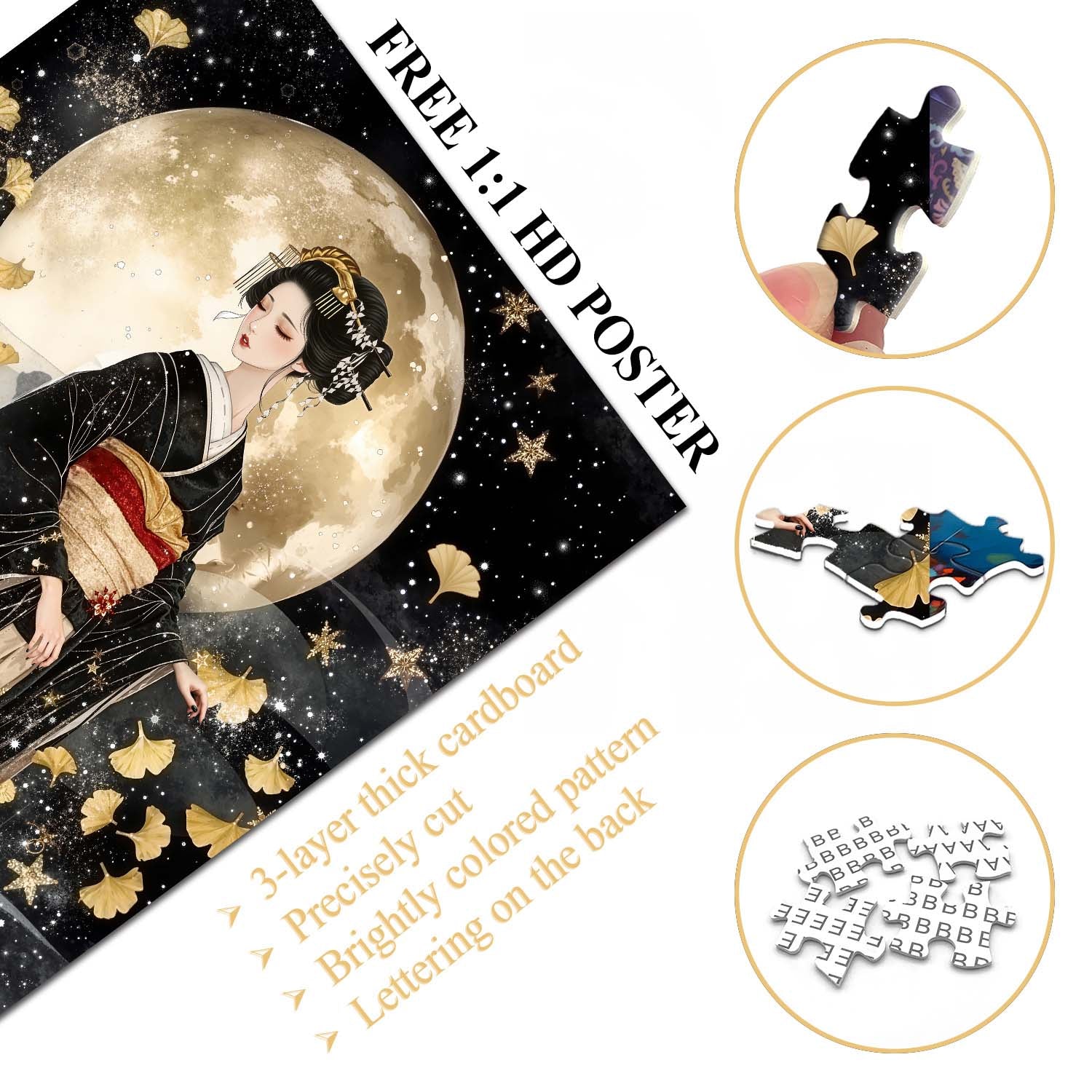 Golden Leaf Geisha Jigsaw Puzzle 1000 Pieces