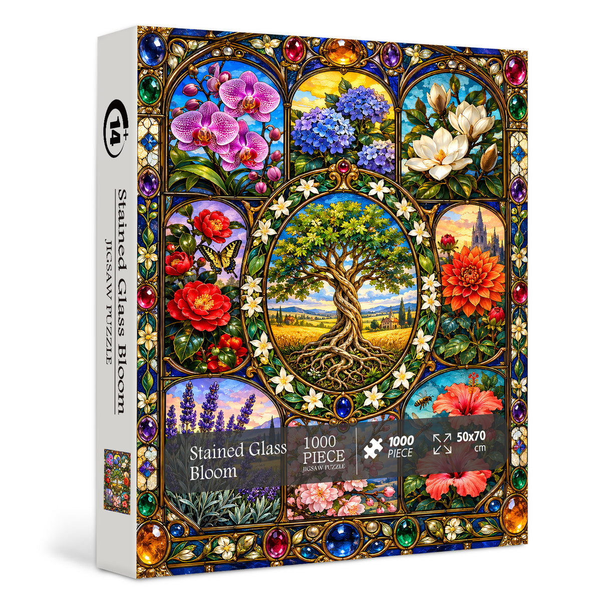 Stained Glass Bloom Jigsaw Puzzle 1000 Pieces