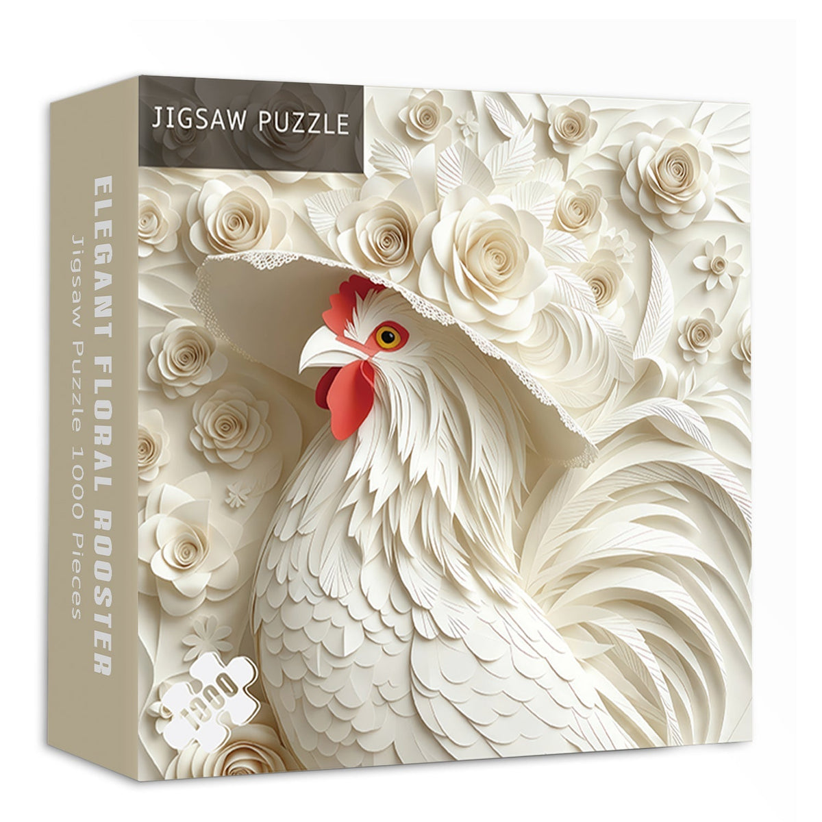 Elegant Floral Rooster Jigsaw Puzzle 1000 Pieces