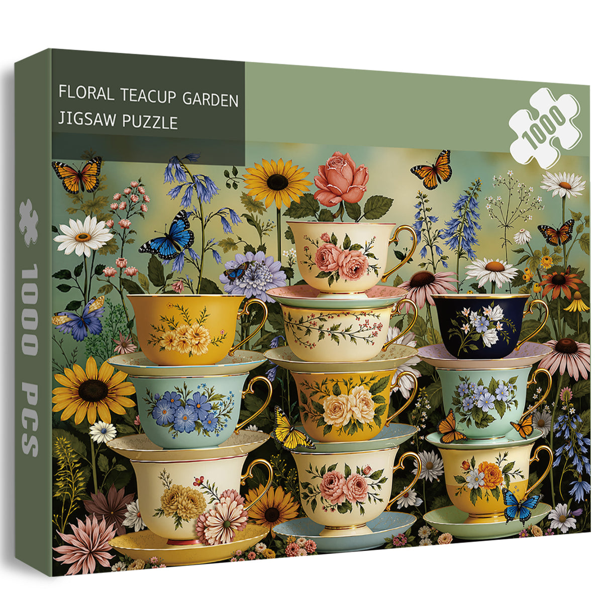 Floral Teacup Garden Jigsaw Puzzle 1000 Piece