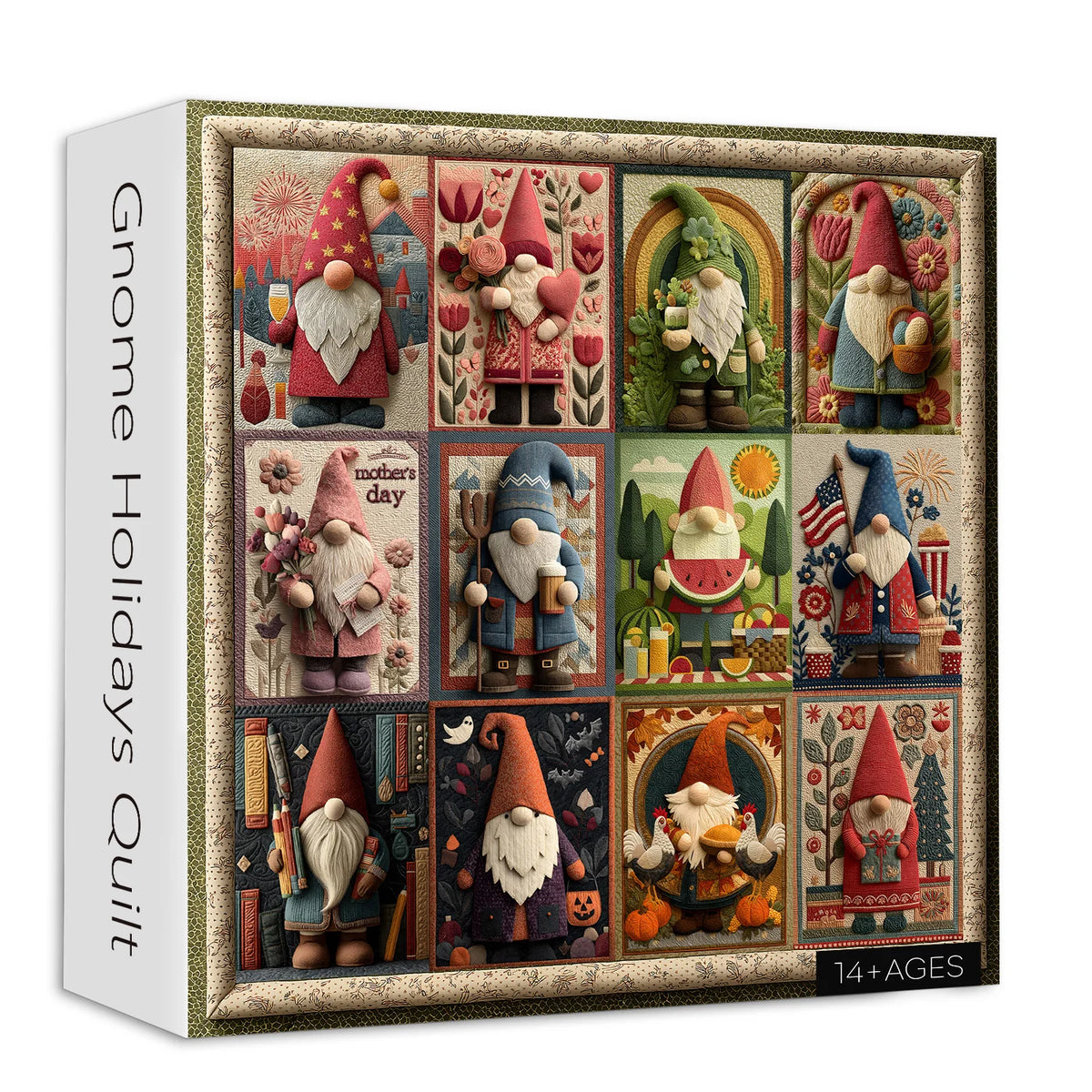 Gnome Holidays Quilt Jigsaw Puzzles 1000 Pieces