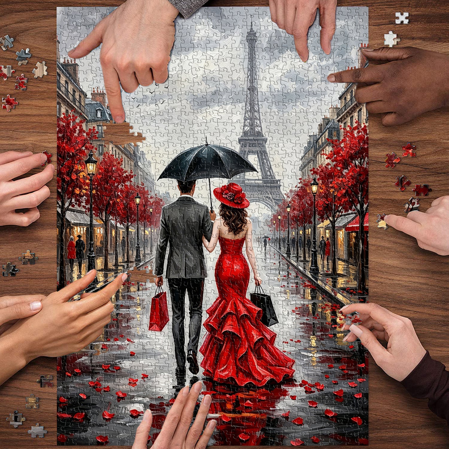 Parisian Rainy Romance Jigsaw Puzzle 1000 Piece
