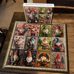 Gnome Holidays Quilt Jigsaw Puzzles 1000 Pieces