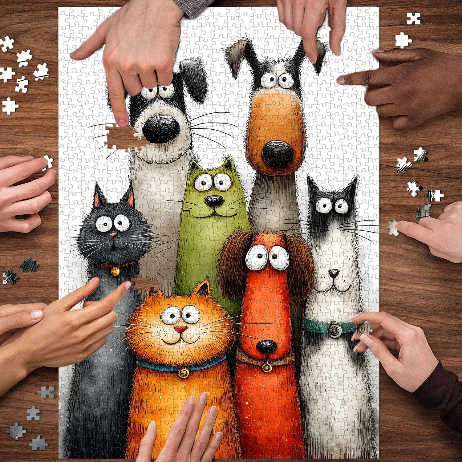Puzzle d'art drôle d'animaux de compagnie 1000 pièces